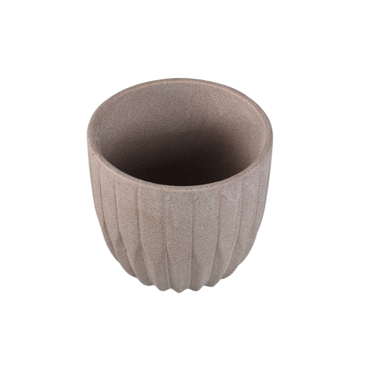 Blumentopf - Runde Form, Porzellan-Keramik, Winkelmuster, Beige, M - Jeily | PTMD