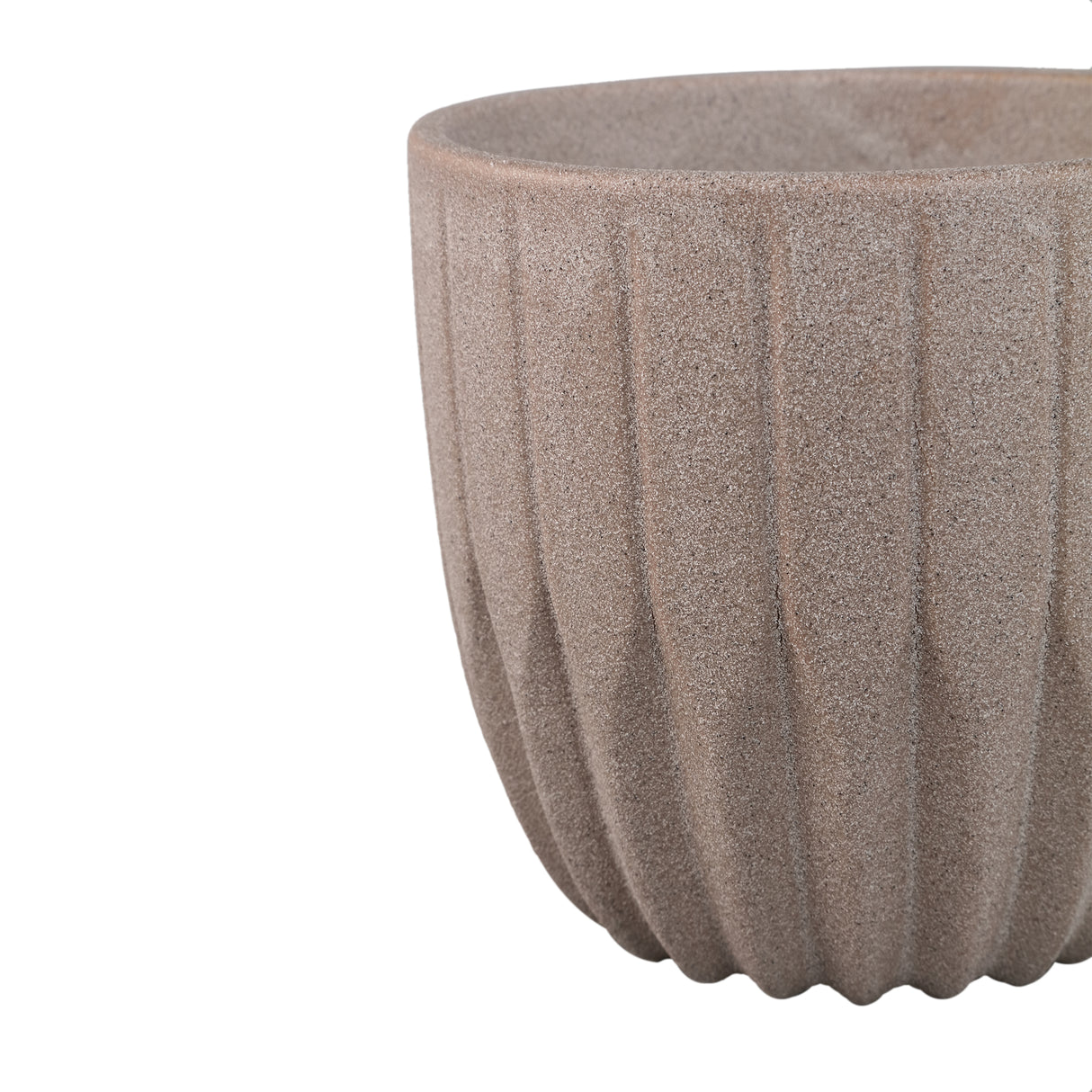 Blumentopf - Runde Form, Porzellan-Keramik, Winkelmuster, Beige, M - Jeily | PTMD