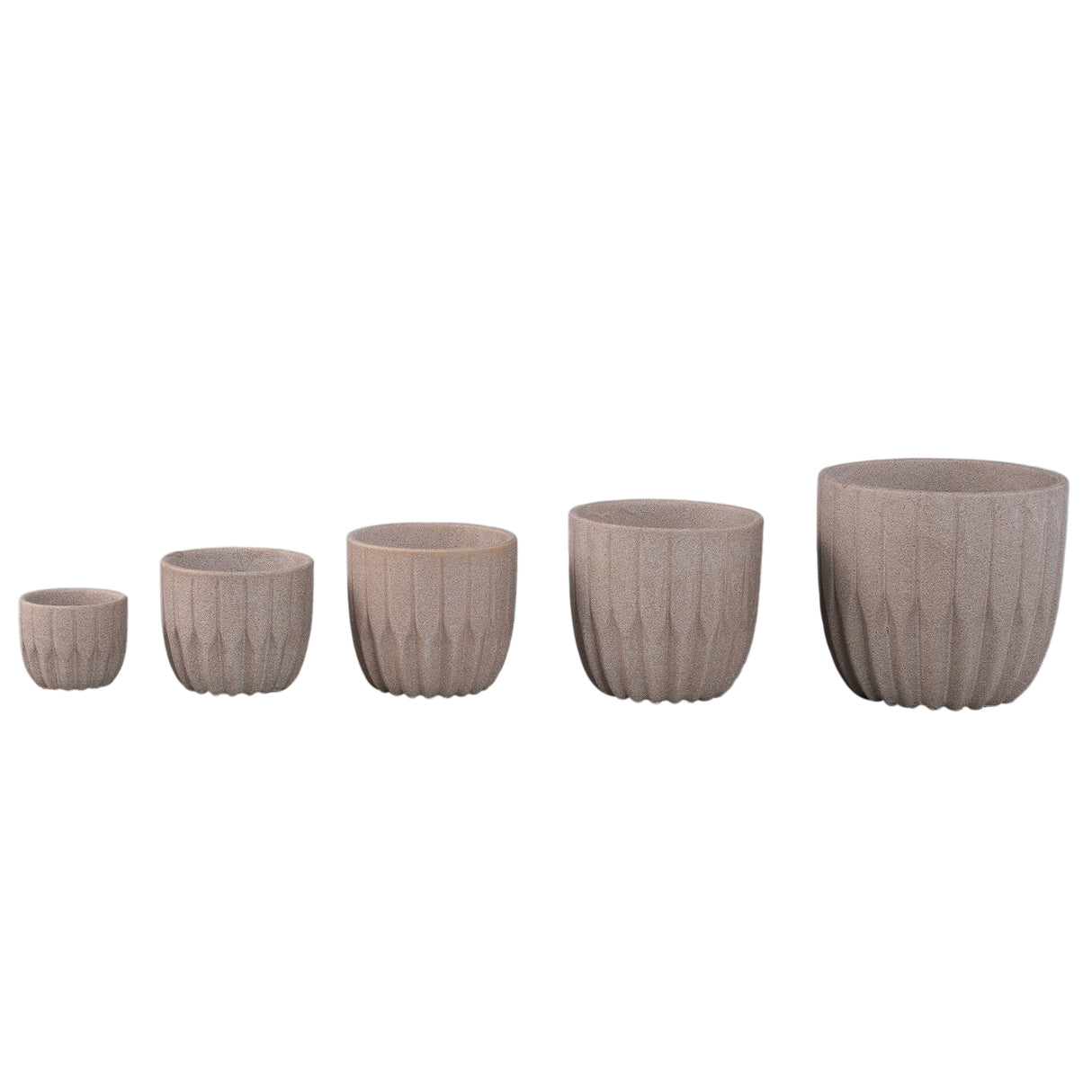 Blumentopf - Runde Form, Porzellan-Keramik, Winkelmuster, Beige, M - Jeily | PTMD