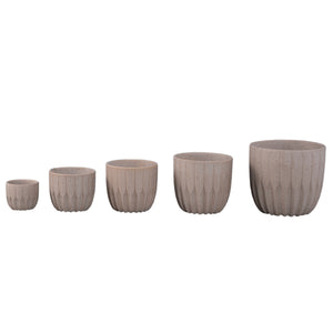 Blumentopf - Runde Form, Porzellan-Keramik, Winkelmuster, Beige, M - Jeily | PTMD
