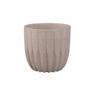 Topf - Runde Form, Porzellan-Keramik, Winkelmuster, Beige, L - Jeily | PTMD