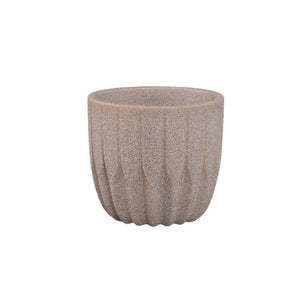 Blumentopf - Runde Form, Porzellan-Keramik, Winkelmuster, Beige, M - Jeily | PTMD