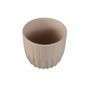 Flowerpot - Round Shape, Porcelain Ceramic, Angled Pattern, Cream, XS | PTMD