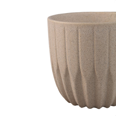 Flowerpot - Round Shape, Porcelain Ceramic, Angled Pattern, Cream, XS | PTMD