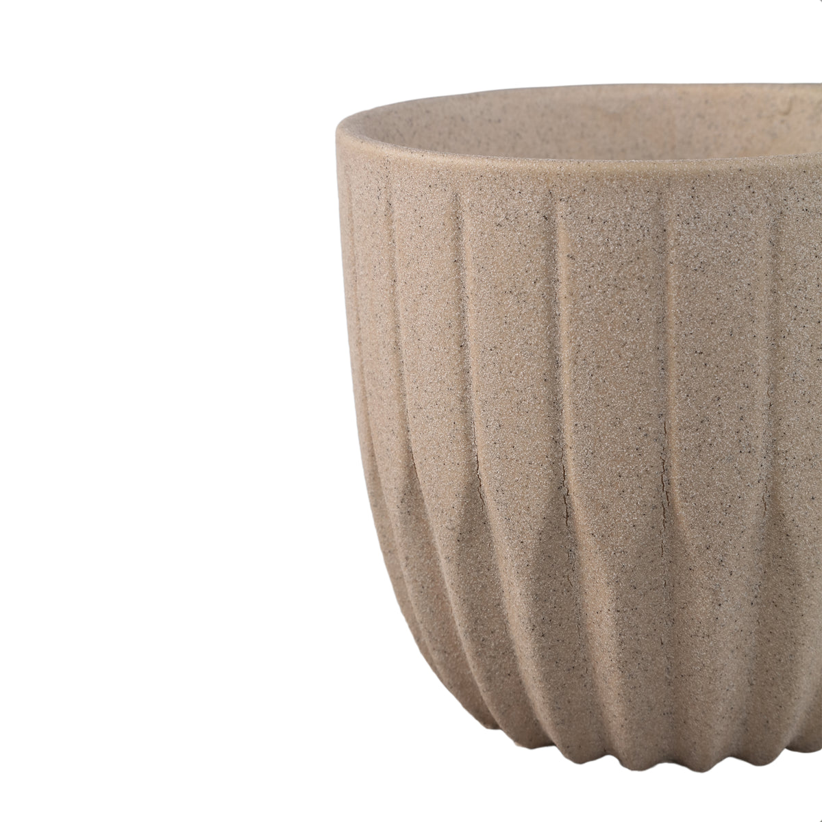 Flowerpot - Round Shape, Porcelain Ceramic, Angle Pattern, Cream, M | PTMD