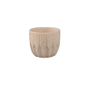 Flowerpot - Round Shape, Porcelain Ceramic, Angled Pattern, Cream, XS | PTMD