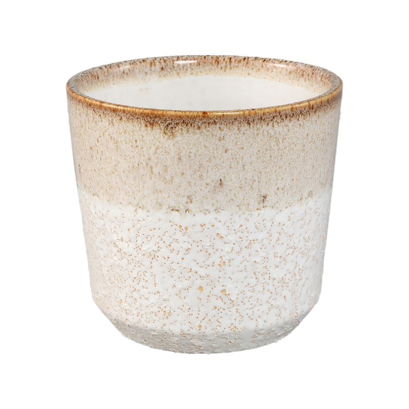 Blumentopf – Runde Form, Keramik Material, Zweifarbige Oberfläche, Creme Oberfläche, XL – Verlyn | PTMD