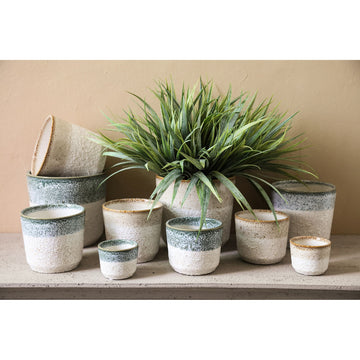 Blumentopf – Runde Form, Keramik Material, Zweifarbige Oberfläche, Creme Oberfläche, XL – Verlyn | PTMD