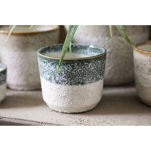 Blumentopf – Runde Form, Keramik Material, Zweifarbige Oberfläche, Petrol Oberfläche, M – Verlyn | PTMD