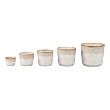 Blumentopf – Runde Form, Keramik Material, Zweifarbige Oberfläche, Creme Oberfläche, XL – Verlyn | PTMD