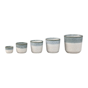 Blumentopf – Runde Form, Keramik Material, Zweifarbige Oberfläche, Petrol Oberfläche, M – Verlyn | PTMD