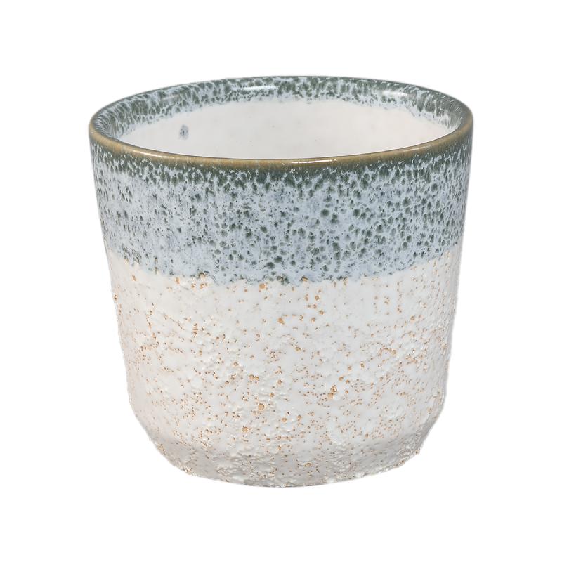 Blumentopf – Runde Form, Keramik Material, Zweifarbige Oberfläche, Petrol Oberfläche, M – Verlyn | PTMD