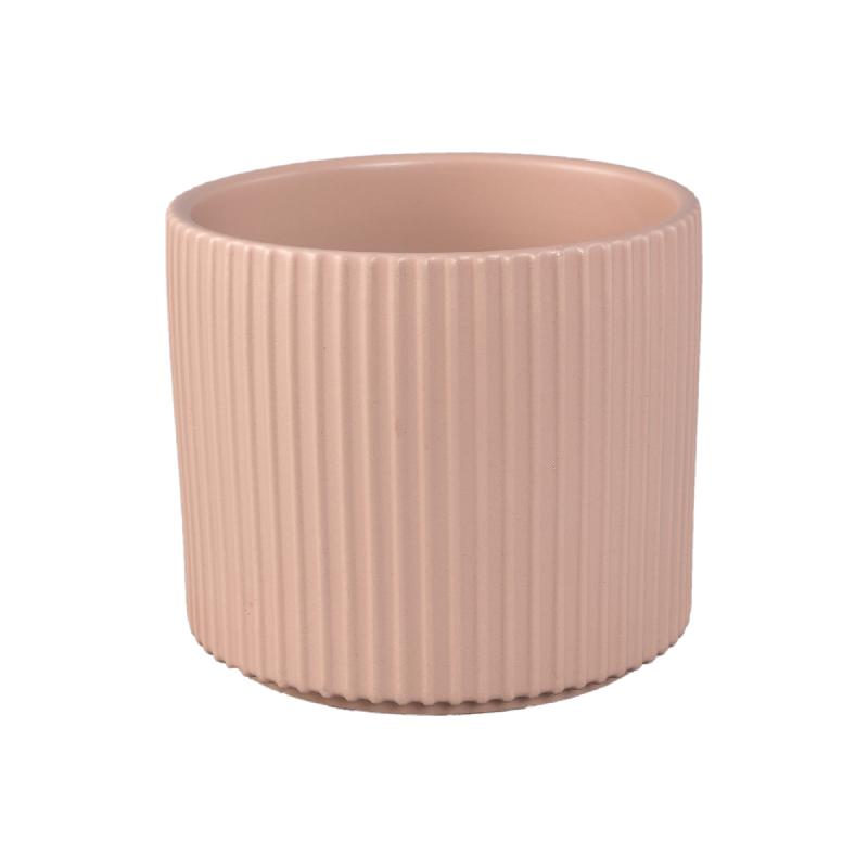 Topf – Rund Form, Gerippt Design, Creme Matt, XL - Renaud | PTMD