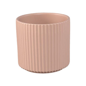 Flower Pot – Ribbed Structure, Matte Finish, Round Shape, Cream Ceramic, L – Renaud | PTMD