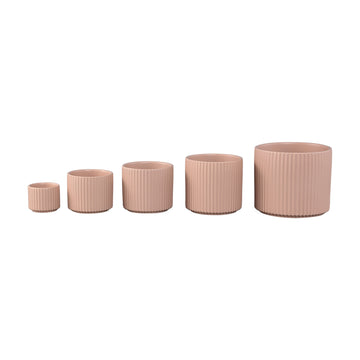 Topf – Rund Form, Gerippt Design, Creme Matt, L - Renaud | PTMD