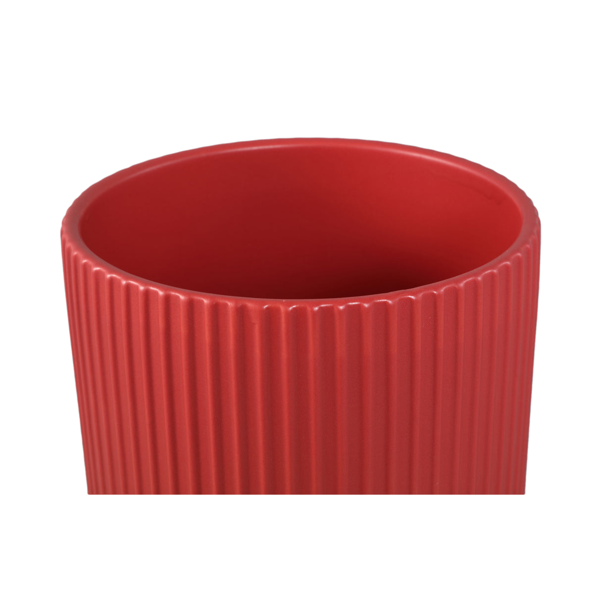 Topf – Rund Form, Gerippt Design, Rosa Matt, M - Renaud | PTMD