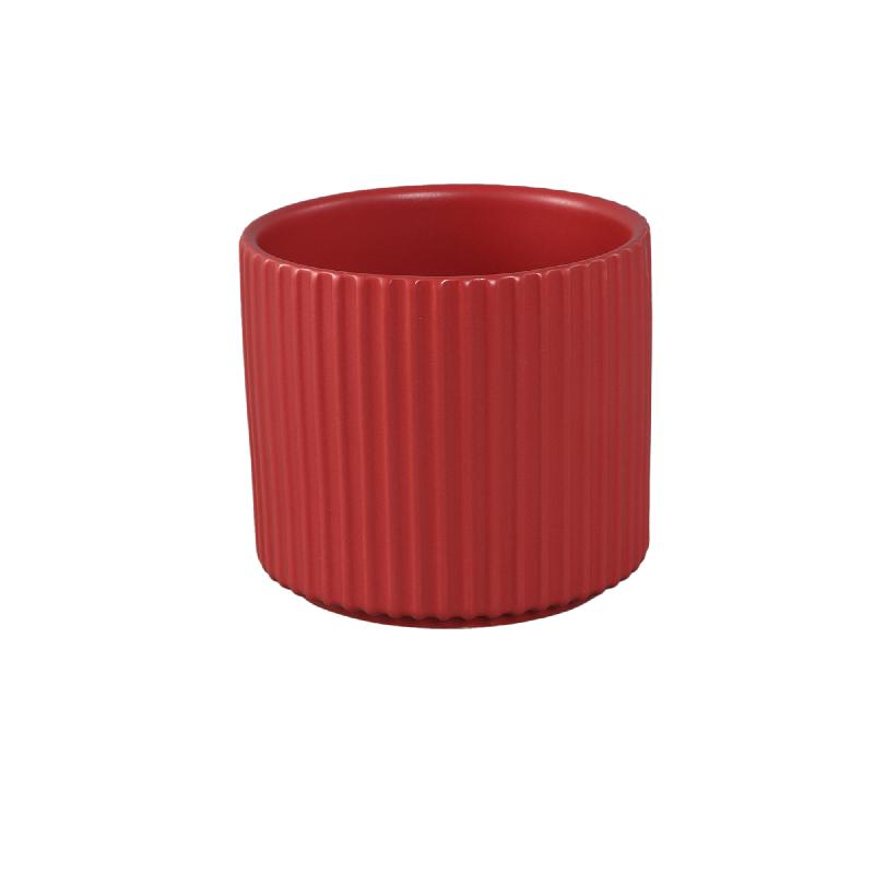 Topf – Rund Form, Gerippt Design, Rosa Matt, M - Renaud | PTMD