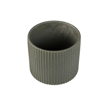Topf – Rund Form, Gerippt Design, Dunkelgrün Matt, XL - Renaud | PTMD