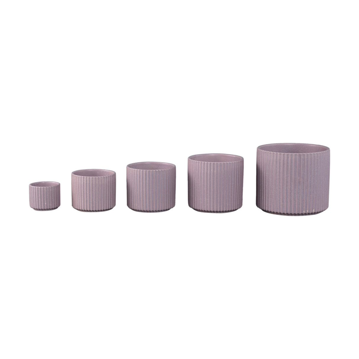 Flowerpot – Ribbed Structure, Matte Finish, Round Shape, Lilac Ceramic, XS – Renaud | PTMD