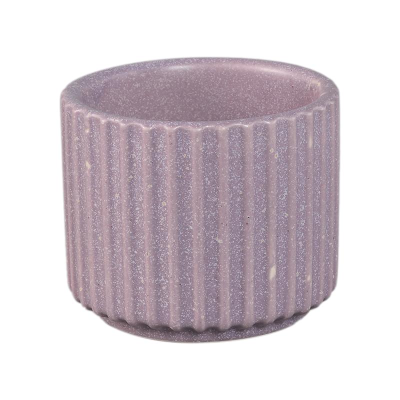 Flowerpot – Ribbed Structure, Matte Finish, Round Shape, Lilac Ceramic, XS – Renaud | PTMD