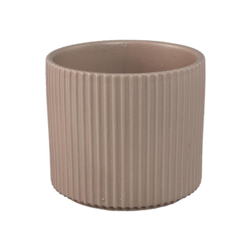 Topf – Rund Form, Gerippt Design, Stein Matt, XL - Renaud | PTMD