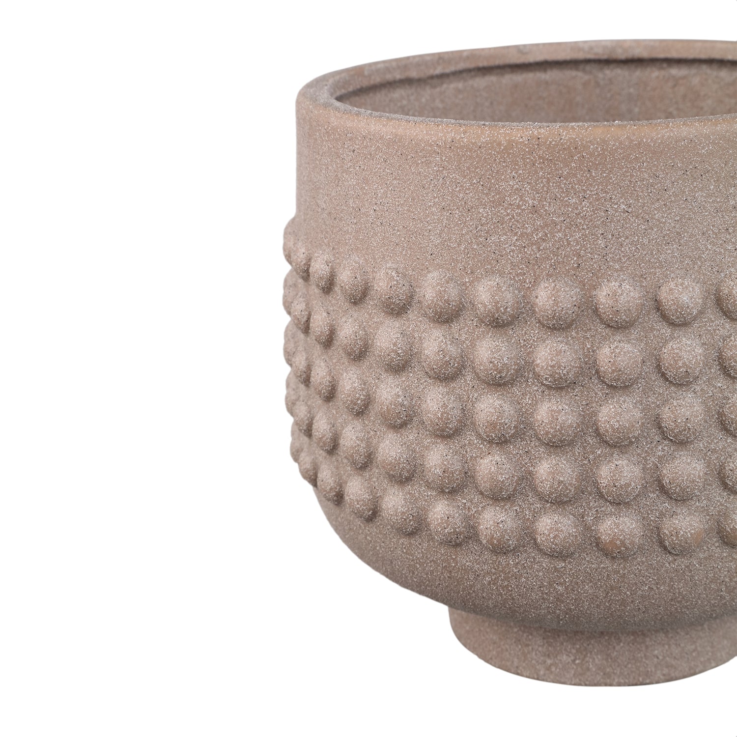 Blumentopf - Porzellan-Keramik, Gepunktetes Zentrum, Sockeldesign, Beige, XL - Clarece | PTMD