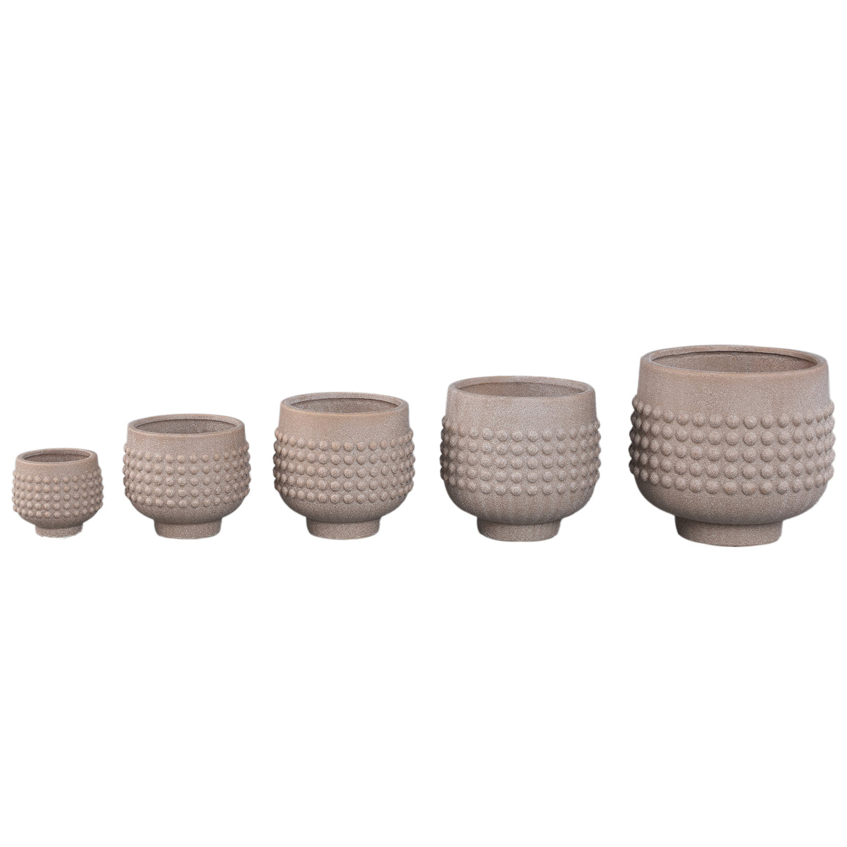 Blumentopf - Porzellan-Keramik, Gepunktetes Zentrum, Sockeldesign, Beige, XL - Clarece | PTMD