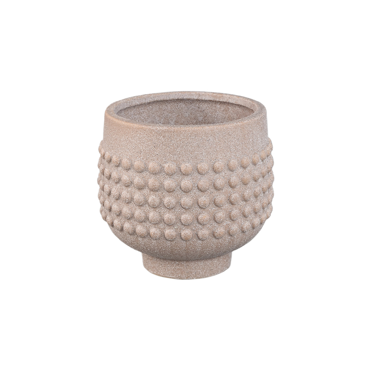 Flowerpot - Porcelain Ceramic, Dotted Center, Pedestal Design, Beige, M | PTMD