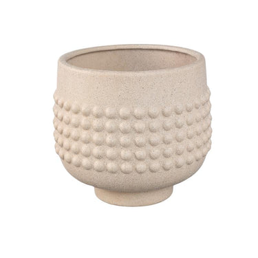 Flower Pot - Porcelain Ceramic, Dotted Center, Base Design, Cream, XL | PTMD