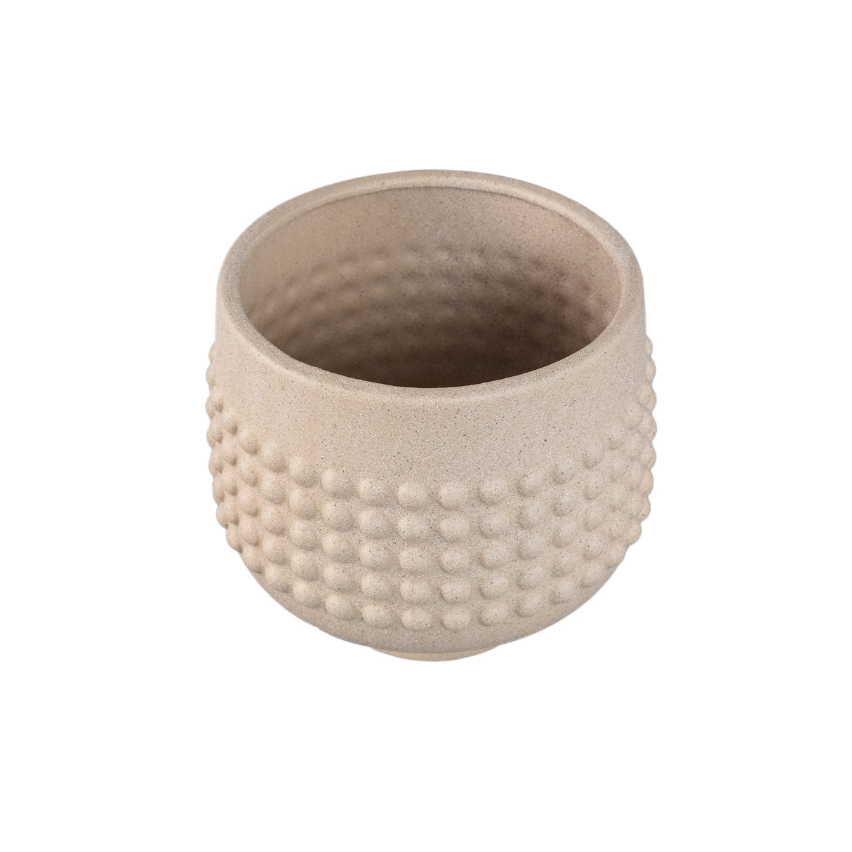 Blumentopf - Porzellan-Keramik, Gepunktetes Zentrum, Sockeldesign, Creme, M - Clarece | PTMD