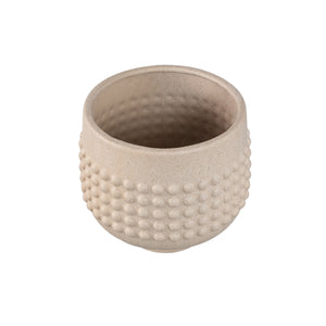 Blumentopf - Porzellan-Keramik, Gepunktetes Zentrum, Sockeldesign, Creme, M - Clarece | PTMD
