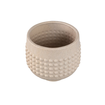 Flowerpot - Porcelain Ceramic, Dotted Centre, Pedestal Design, Cream, L | PTMD