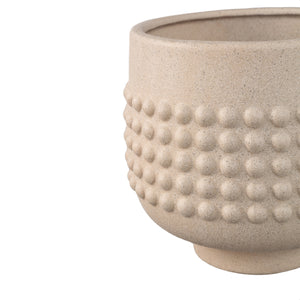 Blumentopf - Porzellan-Keramik, Gepunktetes Zentrum, Sockeldesign, Creme, M - Clarece | PTMD