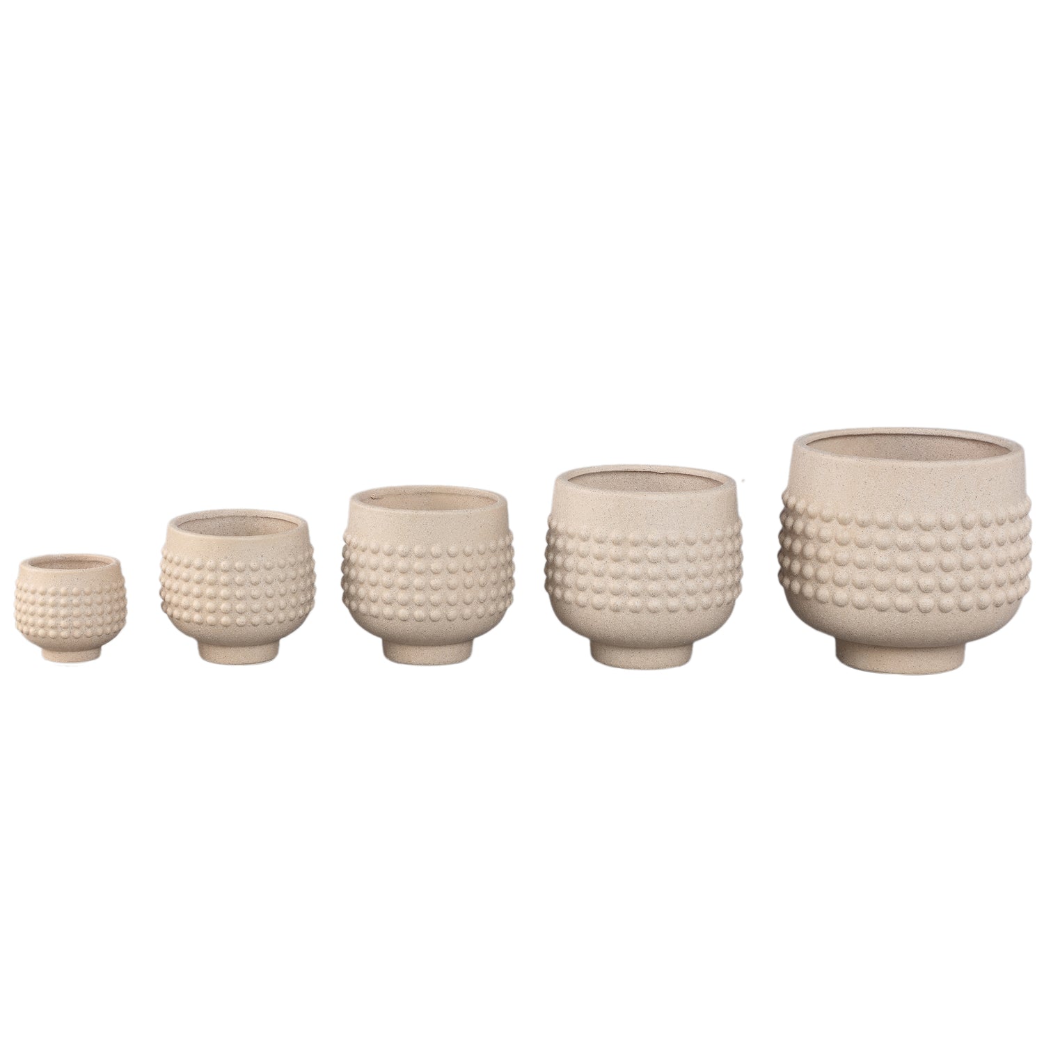 Blumentopf - Porzellan-Keramik, Gepunktetes Zentrum, Sockeldesign, Creme, M - Clarece | PTMD