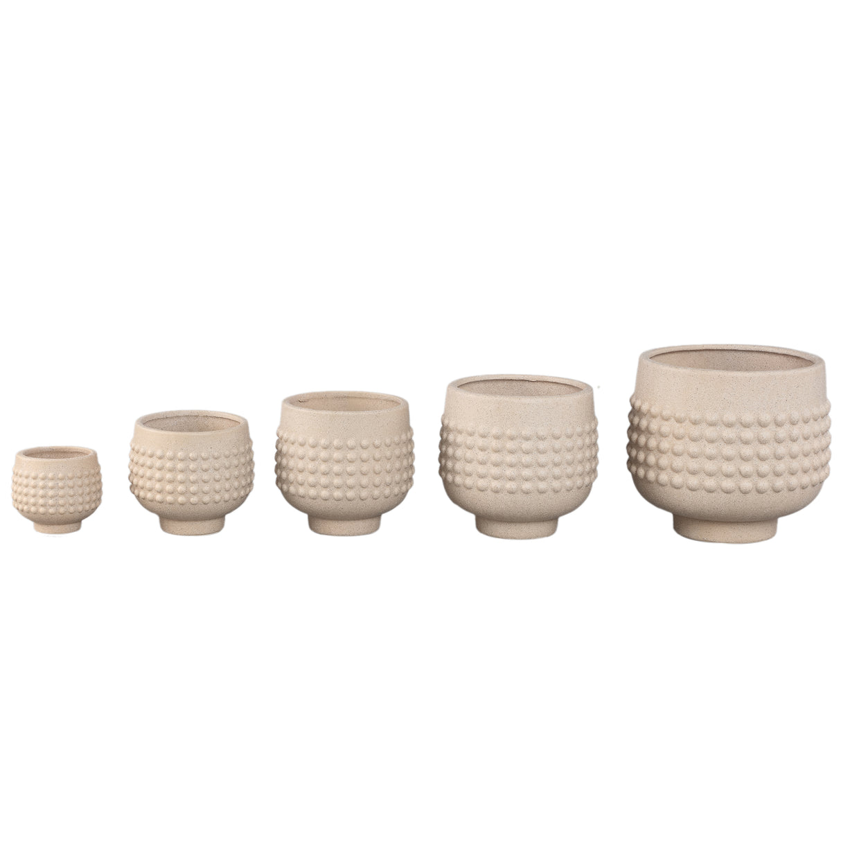 Blumentopf - Porzellan-Keramik, Gepunktetes Zentrum, Sockeldesign, Creme, M - Clarece | PTMD