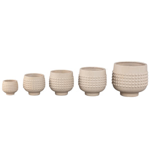 Blumentopf - Porzellan-Keramik, Gepunktetes Zentrum, Sockeldesign, Creme, M - Clarece | PTMD