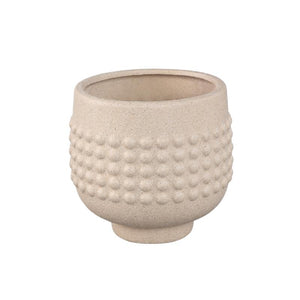 Flowerpot - Porcelain Ceramic, Dotted Centre, Pedestal Design, Cream, L | PTMD