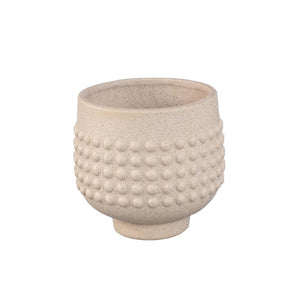 Blumentopf - Porzellan-Keramik, Gepunktetes Zentrum, Sockeldesign, Creme, M - Clarece | PTMD