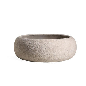 Pot – beige surface, stone look, round shape – Meleyah | PTMD