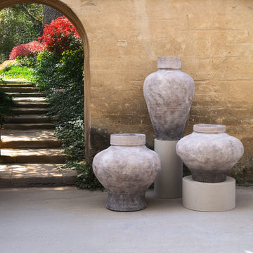Pot - beige surface, cement structure, vintage look, S - Michle | PTMD