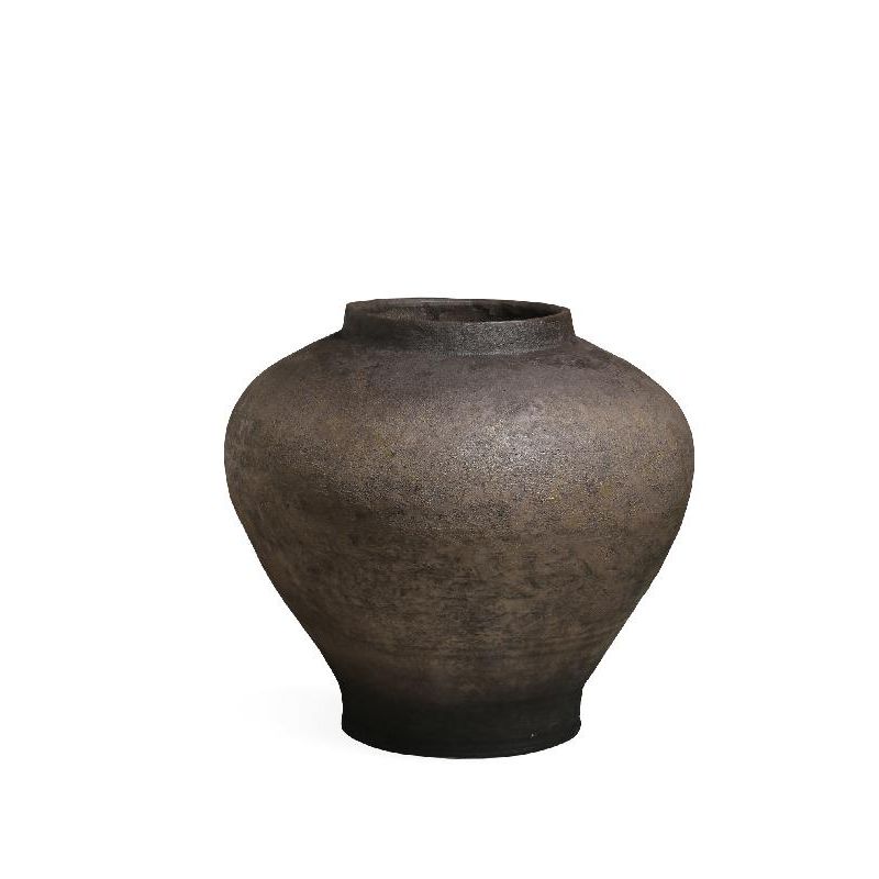 Pot – dark brown surface, cement structure, bulbous shape – Nakela | PTMD