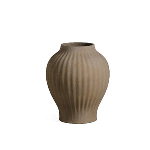Pot – brown surface, ribbed structure, cement structure, S – Beautii | PTMD