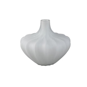 Vase – White Glass, Smooth Surface, Low – Aleiya | PTMD