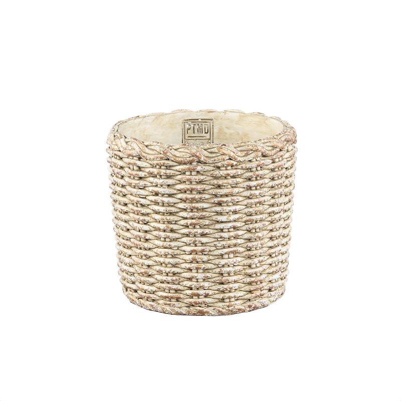 Flowerpot - Round Cement, Basket Pattern, Cream Color, M – Ranel | PTMD
