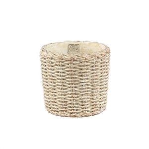 Flowerpot - Round Cement, Basket Pattern, Cream Color, M – Ranel | PTMD