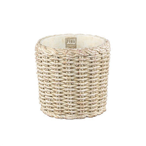 Flower Pot - Round Cement, Basket Pattern, Cream, L - Ranel | PTMD