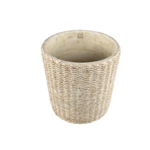 Topf – Runde Form, Zementmaterial, Korbmuster, XXL - Ranel | PTMD
