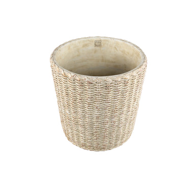 Topf – Runde Form, Zementmaterial, Korbmuster, XXL - Ranel | PTMD