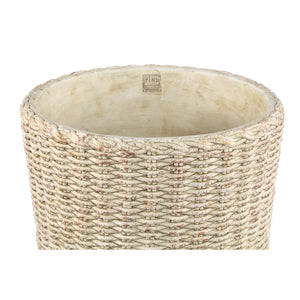 Topf – Runde Form, Zementmaterial, Korbmuster, XXL - Ranel | PTMD