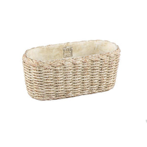 Topf – Ovale Form, Zementmaterial, Korbmuster, Niedrig, L - Ranel | PTMD